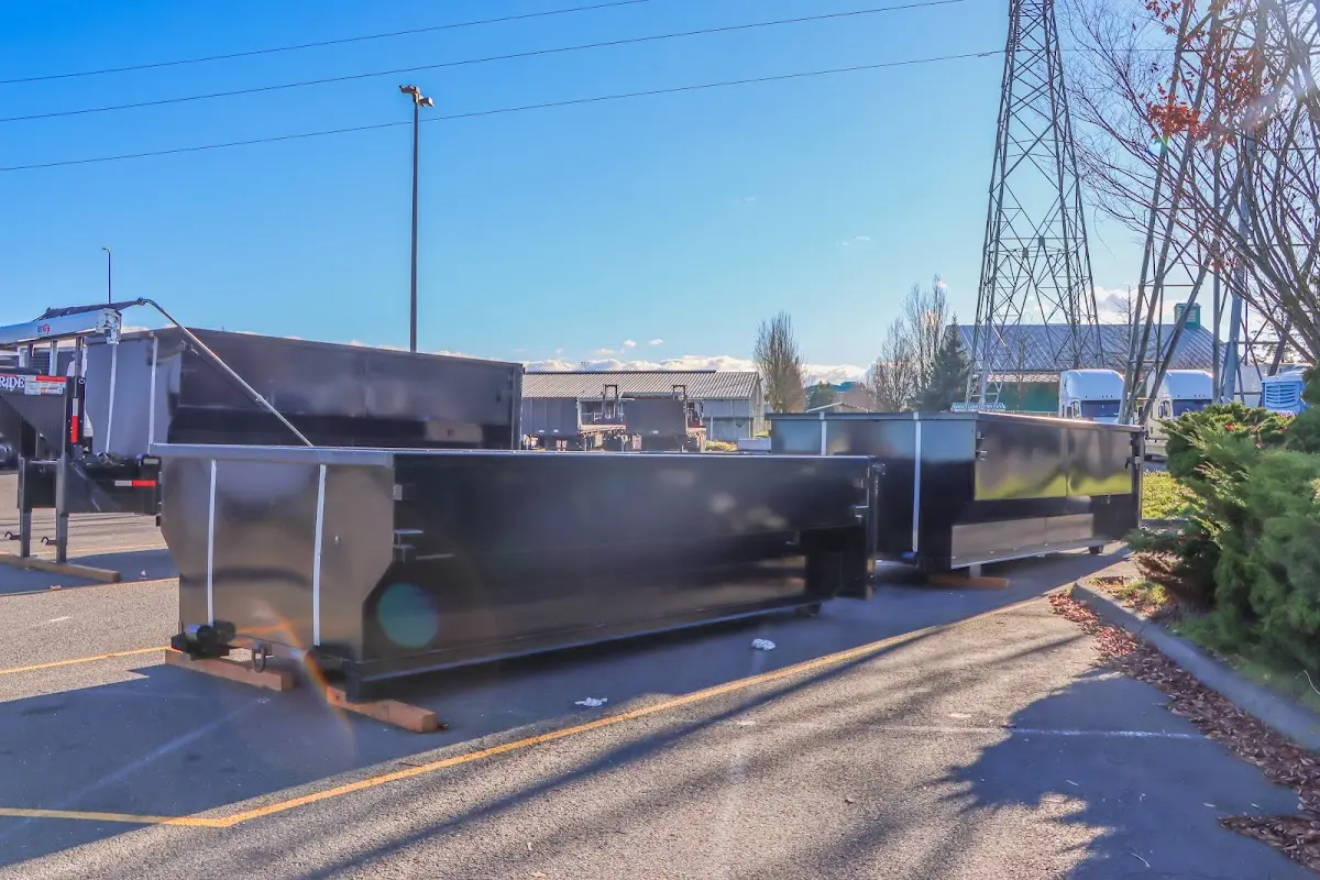 Roll-off dumpster ready for waste disposal at job site for 4 Yard Dumpster Rental in Palmyra